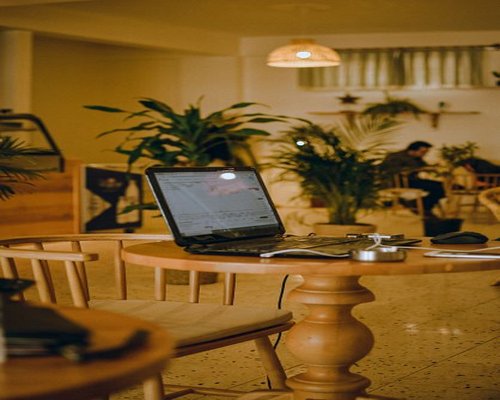 comfortable interior setting at a local cafe suitable for working