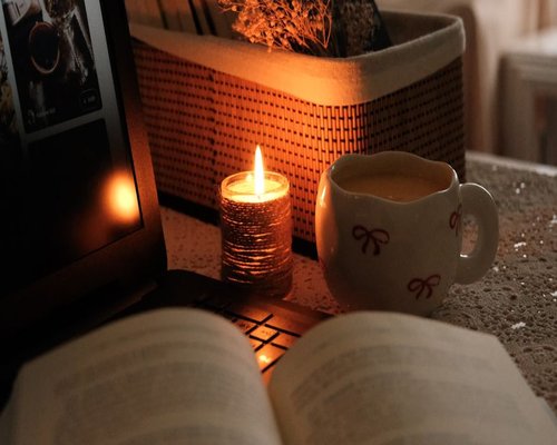 evening rest at home after work reading a book
